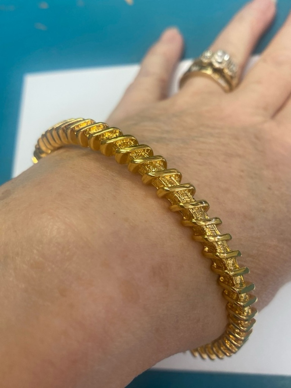 Gold-Tone Textured Link Bracelet - Women Jewelry